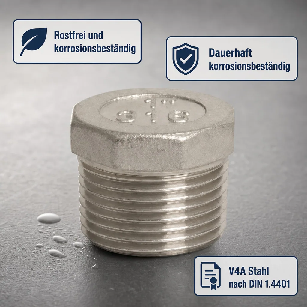 Edelstahlfitting, Gewindefitting Edelstahl, Stopfen 2 Zoll AG, V4A