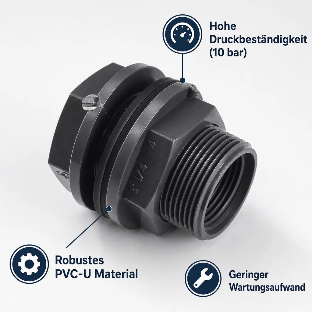 PVC Durchführung, Tankdurchführung, Klebemuffe 40, PN10