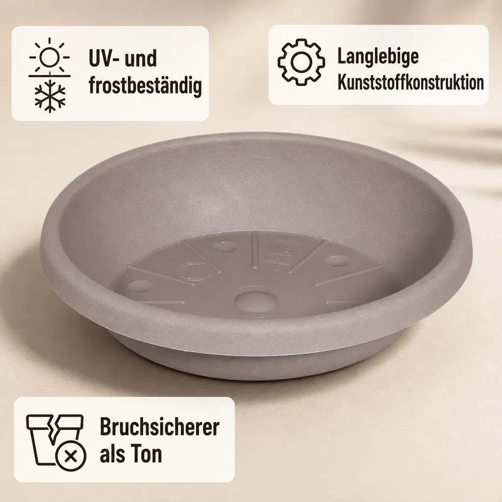 Blumentopfuntersetzer, Pflanzuntersetzer, Untersetzer Cylindro, taupe