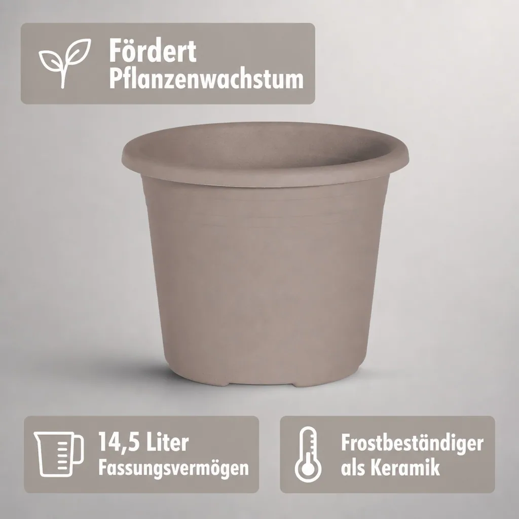 Blumentopf, Pflanztopf CYLINDRO, Ø 35 cm, taupe