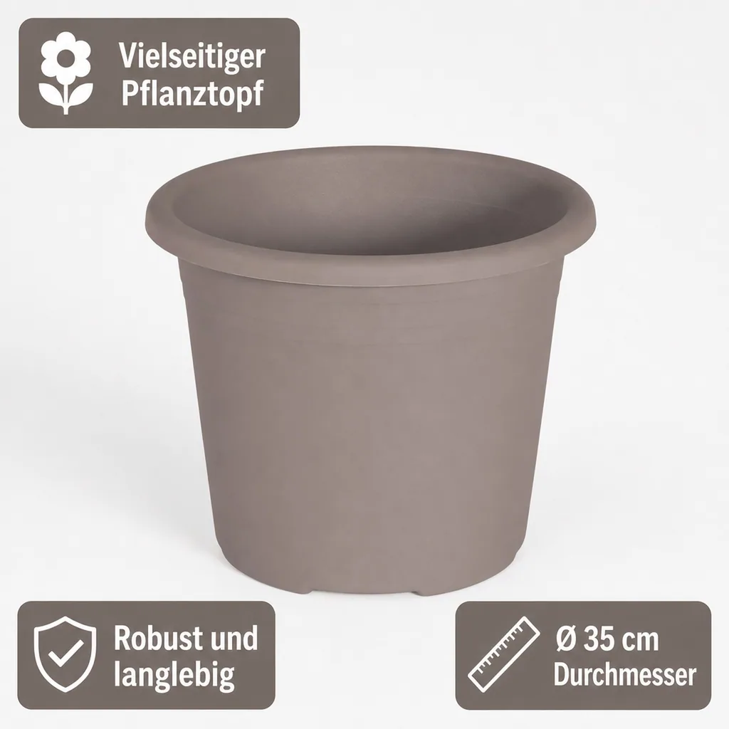 Blumentopf, Pflanztopf CYLINDRO, Ø 35 cm, taupe