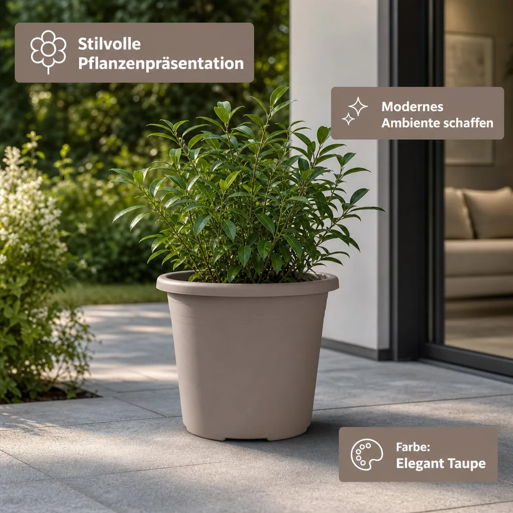 Blumentopf CYLINDRO, 45 cm, 30 Liter, taupe