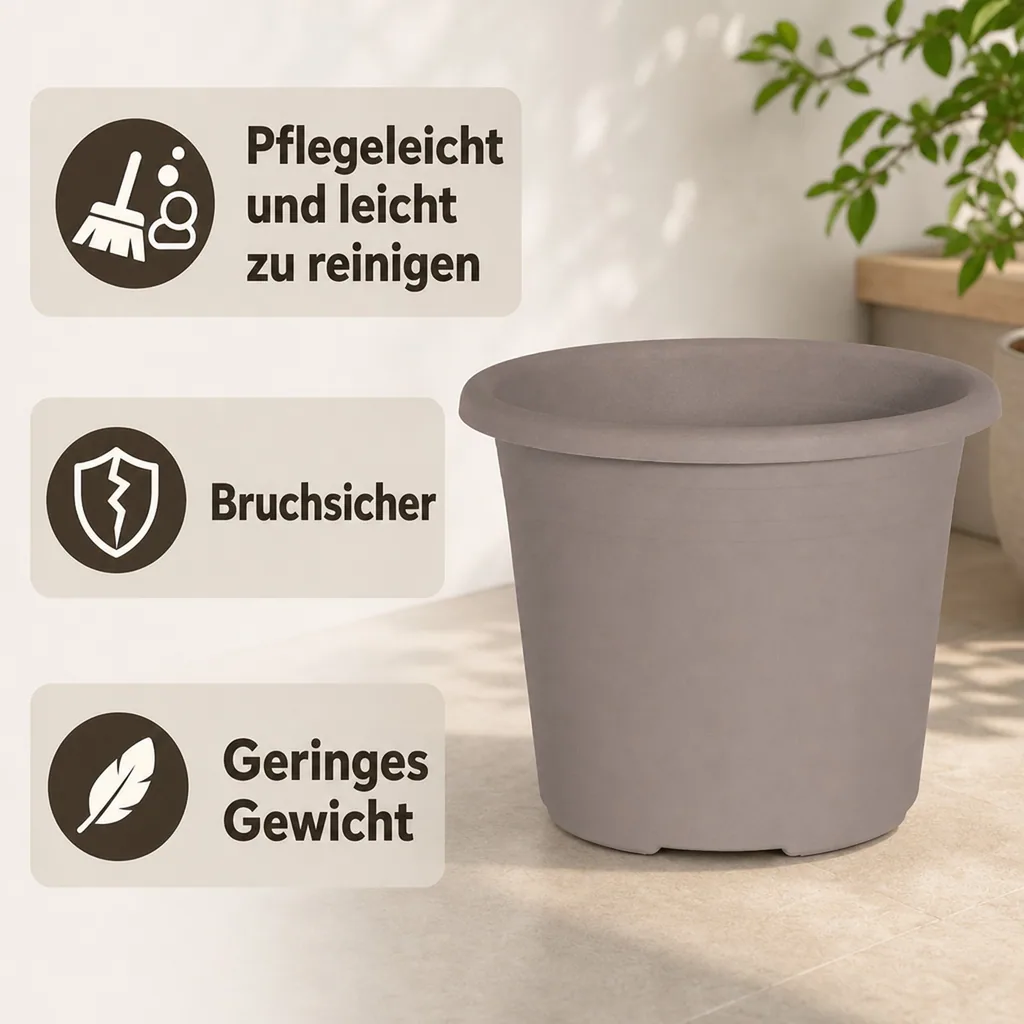 Blumentopf CYLINDRO, 45 cm, 30 Liter, taupe