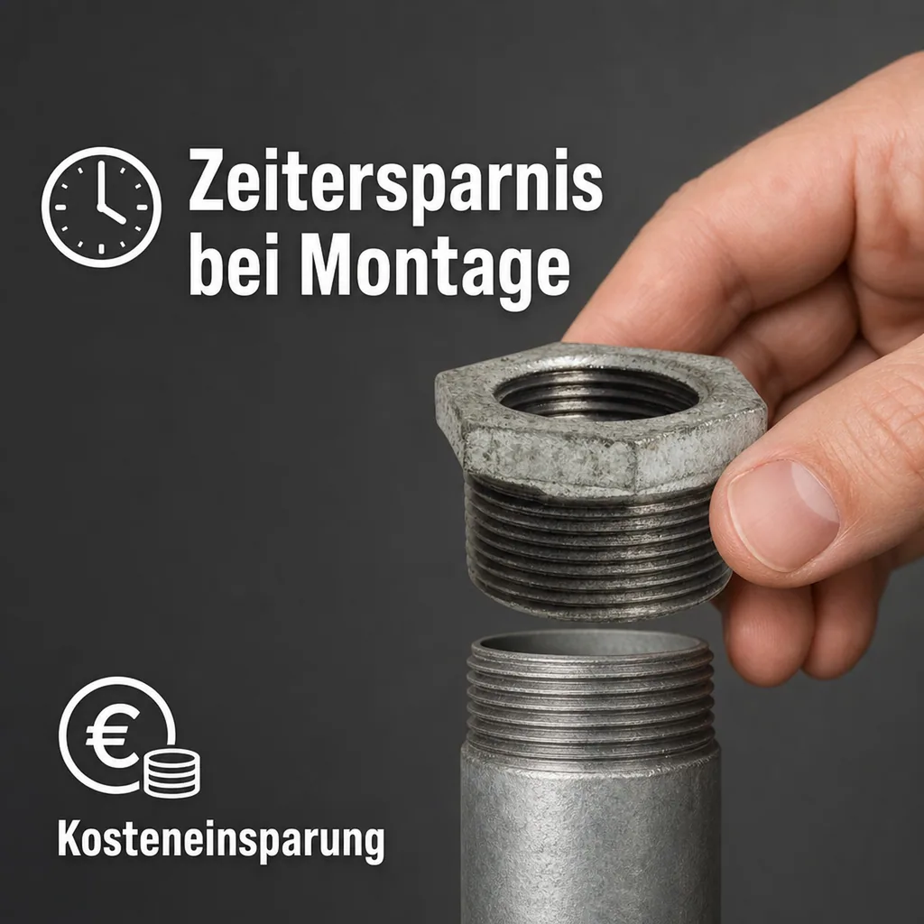 Gewindefitting Temperguss, Reduzierstück 1" AG x 3/4" IG