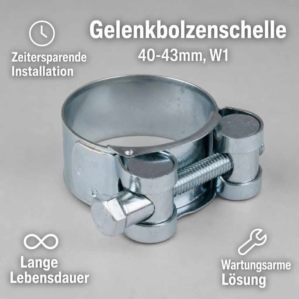 Gelenkbolzenschelle, Spannbackenschelle 40-43mm, W1, Stahl verzinkt