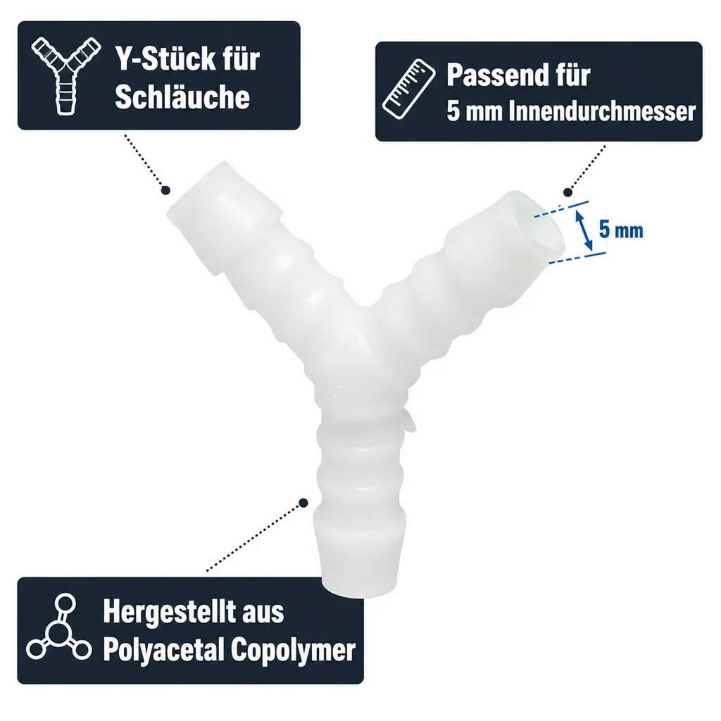 Schlauchverbinder Kunststoff Y-Stück 5 mm