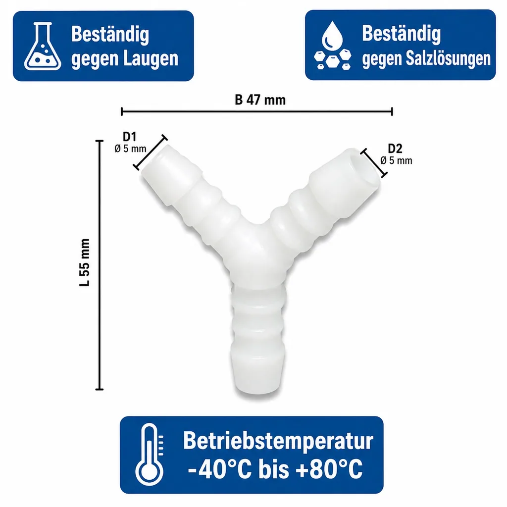 Schlauchverbinder Kunststoff Y-Stück 5 mm