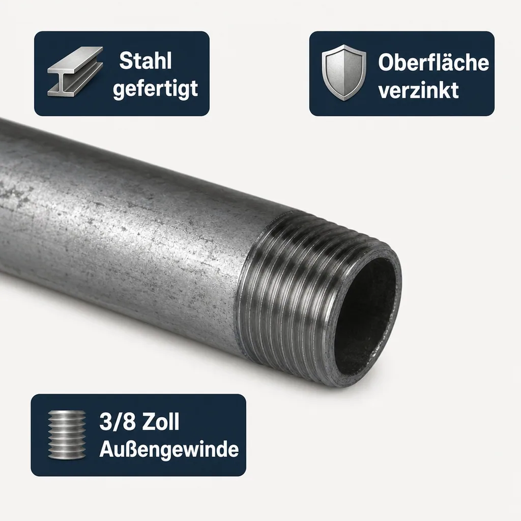 Gewindefitting Rohrnippel verzinkt 3/8" AG x 3/8" AG 150 mm