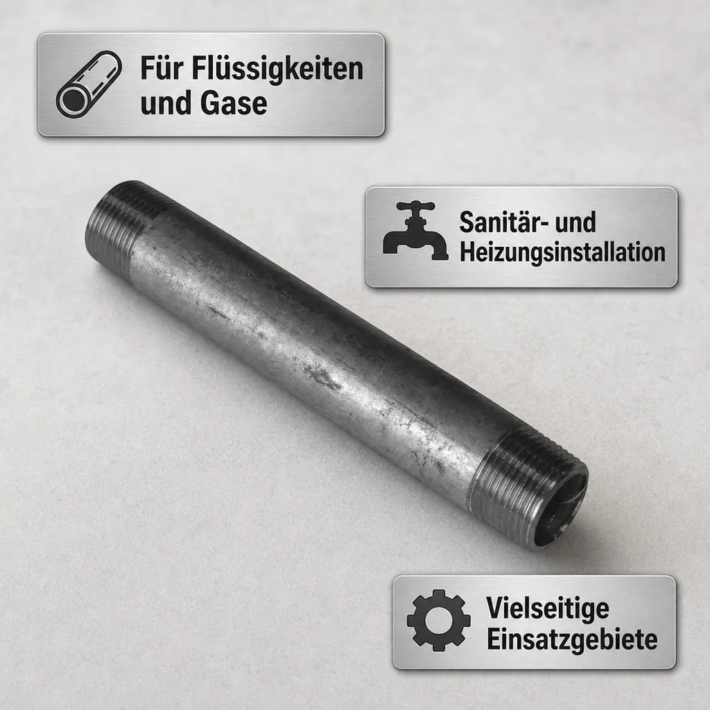 Gewindefitting Rohrnippel verzinkt 3/8" AG x 3/8" AG 150 mm