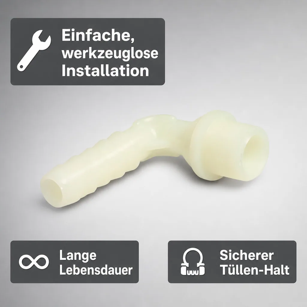 Schlauchverbinder 12mm, Kunststoff Winkelverbinder, Tülle, 3/8 Zoll