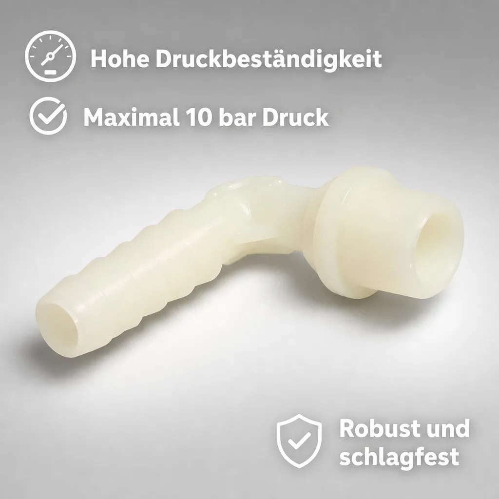 Schlauchverbinder 12mm, Kunststoff Winkelverbinder, Tülle, 3/8 Zoll
