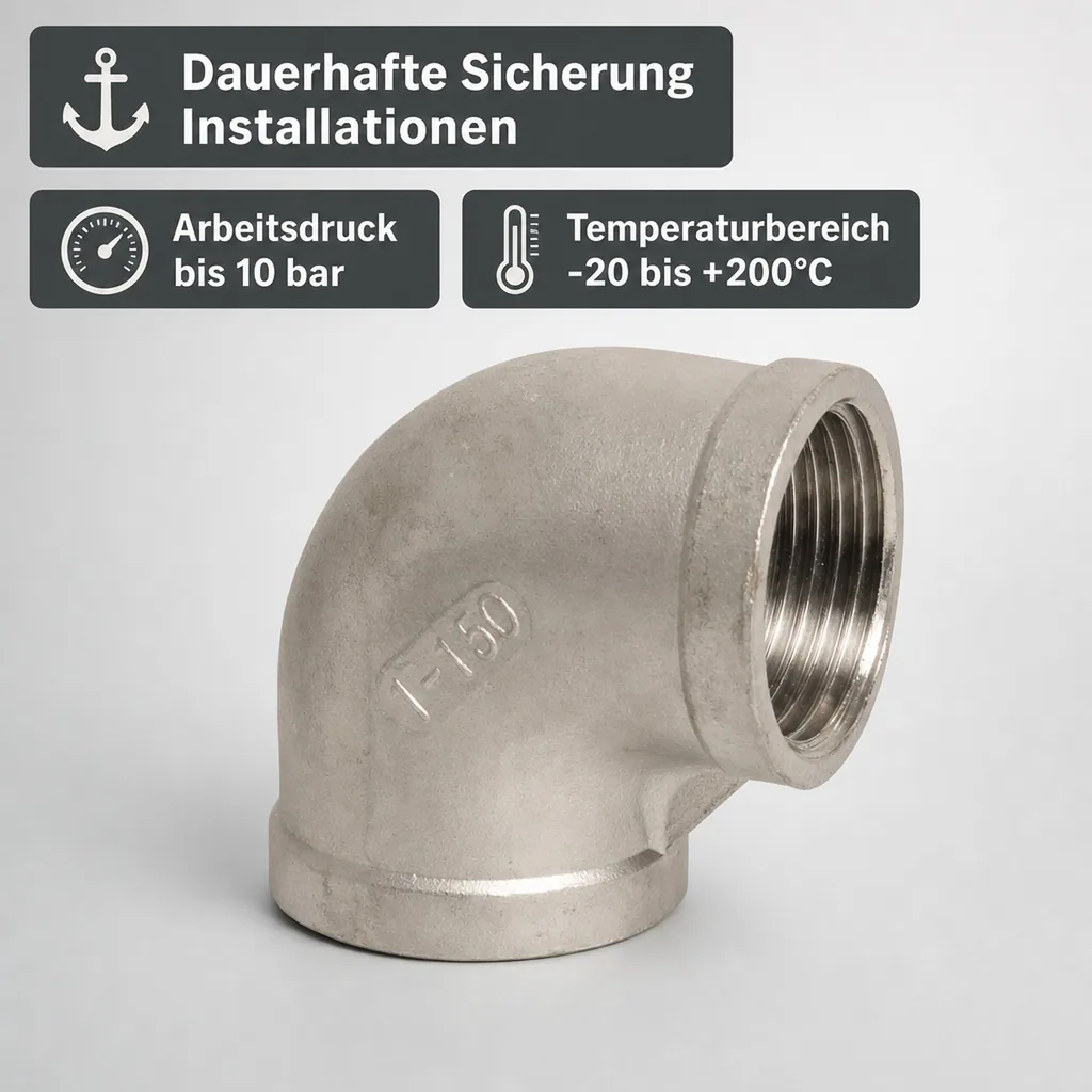 Edelstahl Winkel, Gewindefitting Edelstahl, 90 Grad, 1/4 Zoll, V4A Winkel