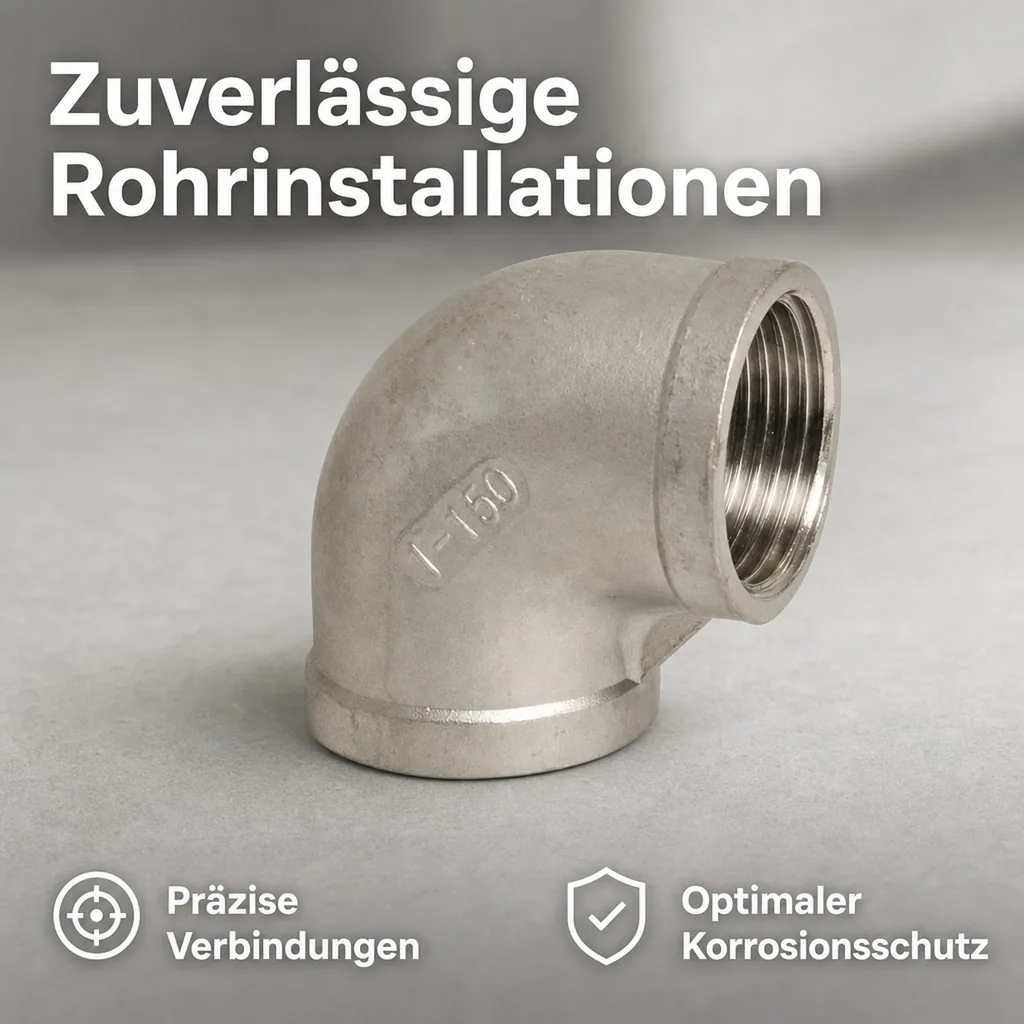 Edelstahl Winkel, Gewindefitting Edelstahl, 90 Grad, 1/4 Zoll, V4A Winkel