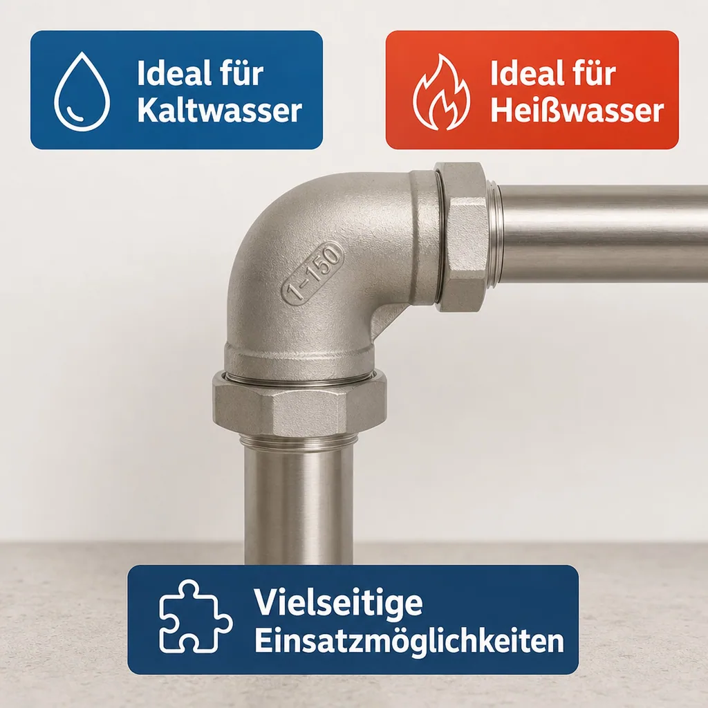 Edelstahl Winkel, Gewindefitting Edelstahl, 90 Grad, 1/4 Zoll, V4A Winkel