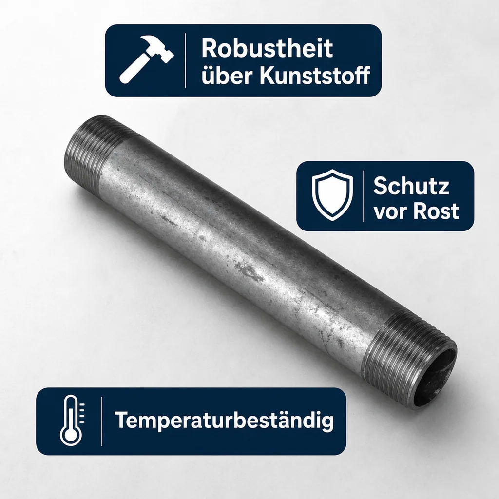 Gewindefitting Rohrnippel verzinkt, 3/4 Zoll, 80mm