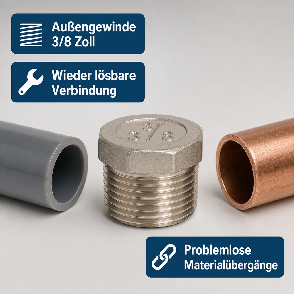 Gewindefitting Edelstahl Stopfen 3/8" AG 10bar