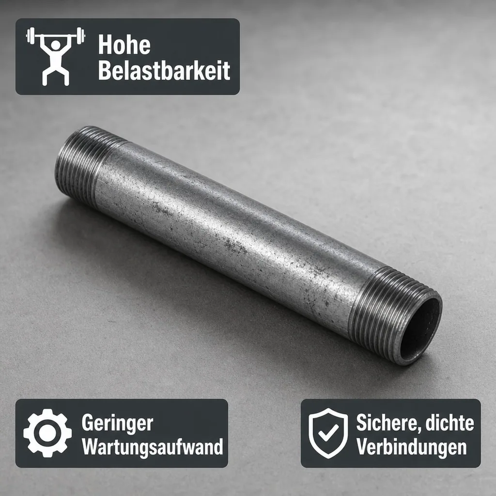Rohrnippel verzinkt 1 1/4 Zoll, Gewindefitting, Stahl, 300mm