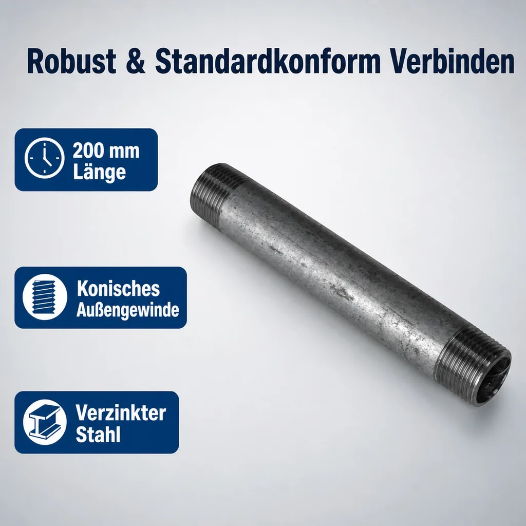 Gewindefitting Rohrnippel verzinkt 1 1/4" AG x 1 1/4" AG 200 mm