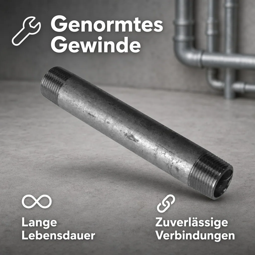 Rohrnippel verzinkt, Gewindefitting Stahl, 1 1/4 Zoll, 500 mm