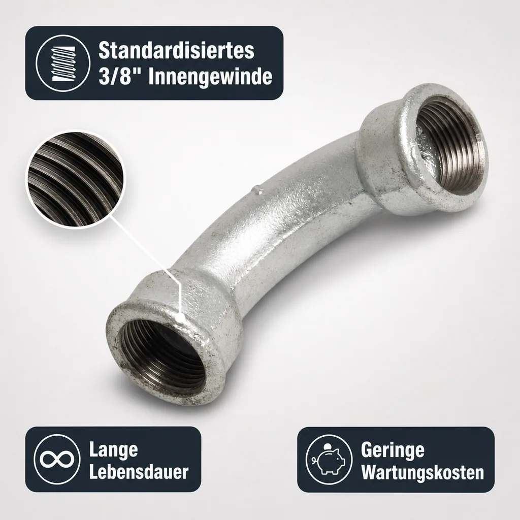 Gewindefitting Temperguss Bogen 90° 3/8" IG x 3/8" IG