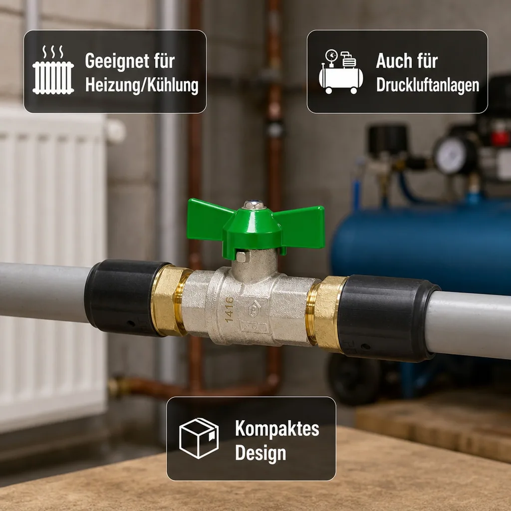 Kugelhahn 20mm, für Trinkwasser, Steckfitting, grün