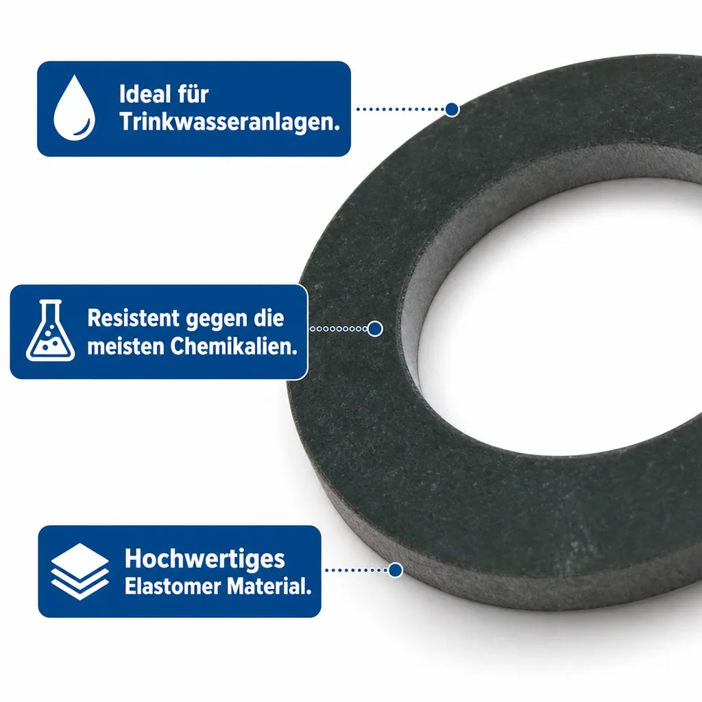 3/8 Dichtung, Ersatzdichtung, DVGW Zulassung, Trinkwasser, Sanitär