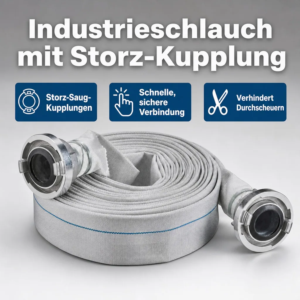 Industrieschlauch, Bauschlauch, 30 Meter, Druckschlauch, mit Storz Kupplung