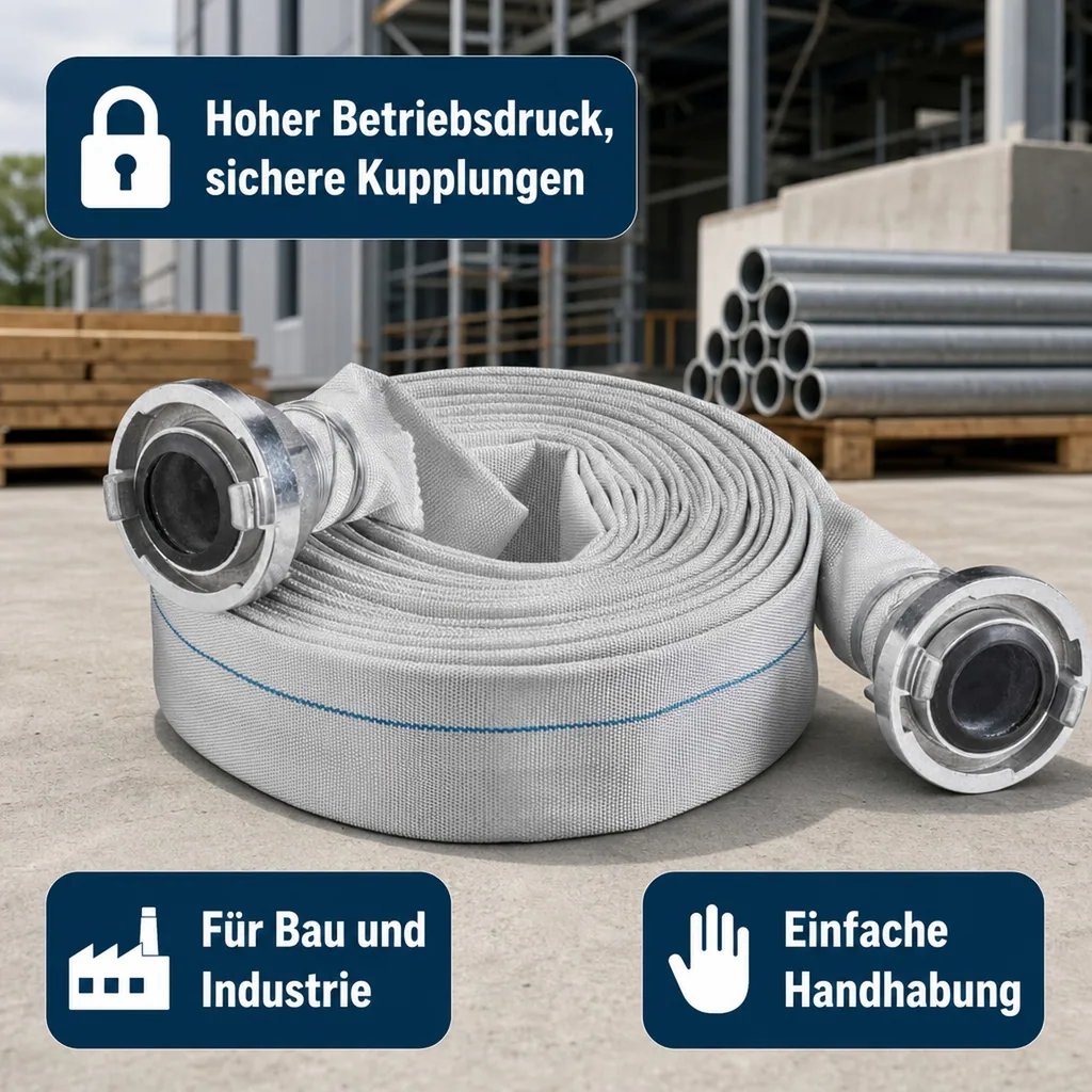Industrieschlauch, Bauschlauch, 30 Meter, Druckschlauch, mit Storz Kupplung