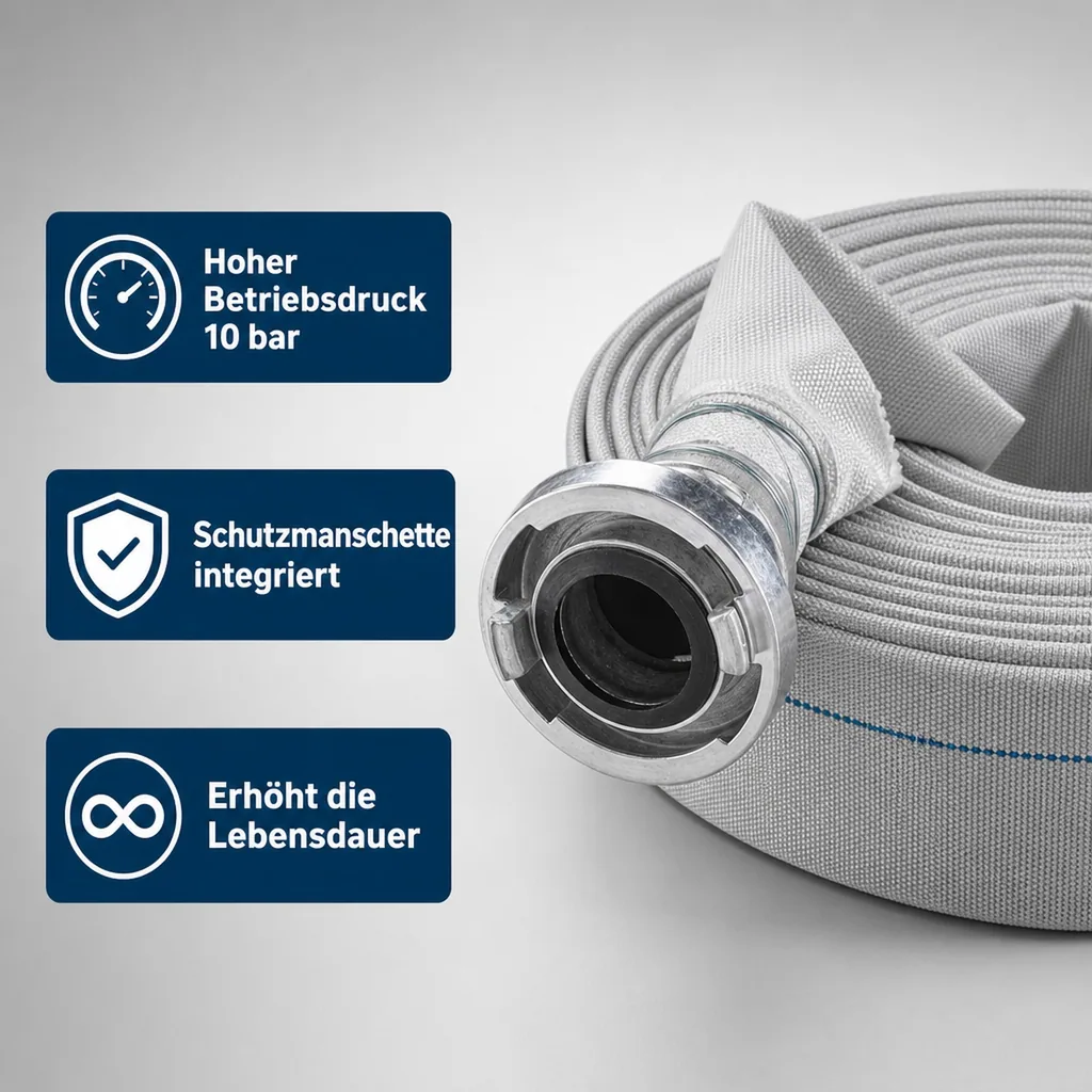 Industrieschlauch, Bauschlauch, 30 Meter, Druckschlauch, mit Storz Kupplung