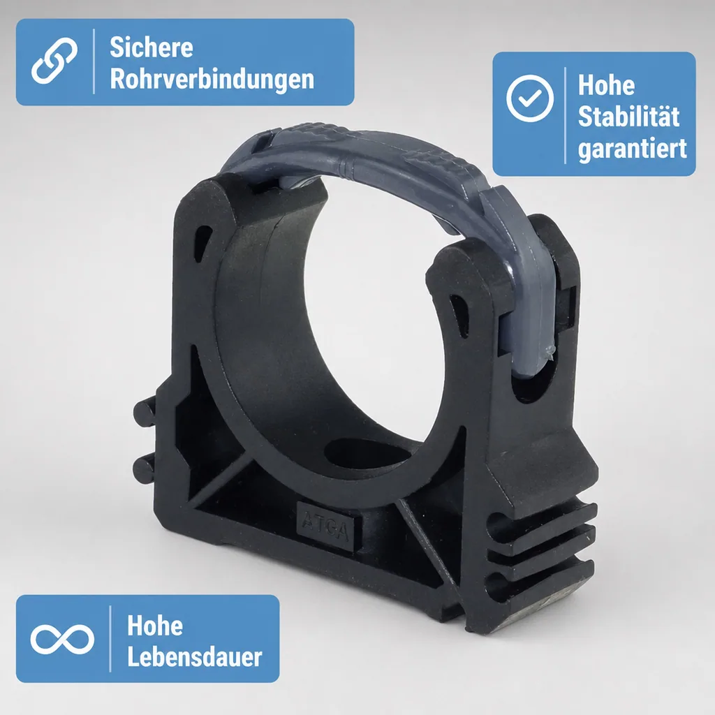 PVC Rohrklemme 40 mm, PVC-U, Rohrbefestigung für Teichbau und Aquaristik