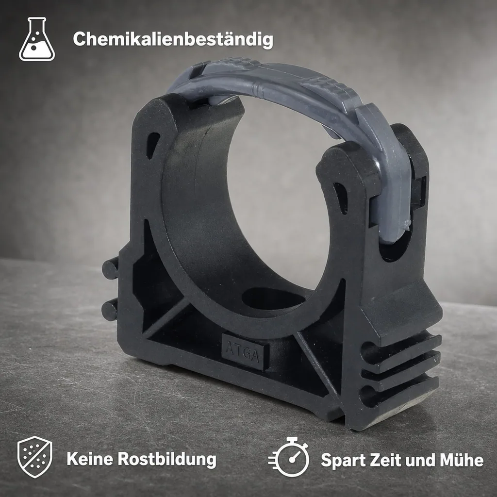 PVC Rohrklemme 40 mm, PVC-U, Rohrbefestigung für Teichbau und Aquaristik