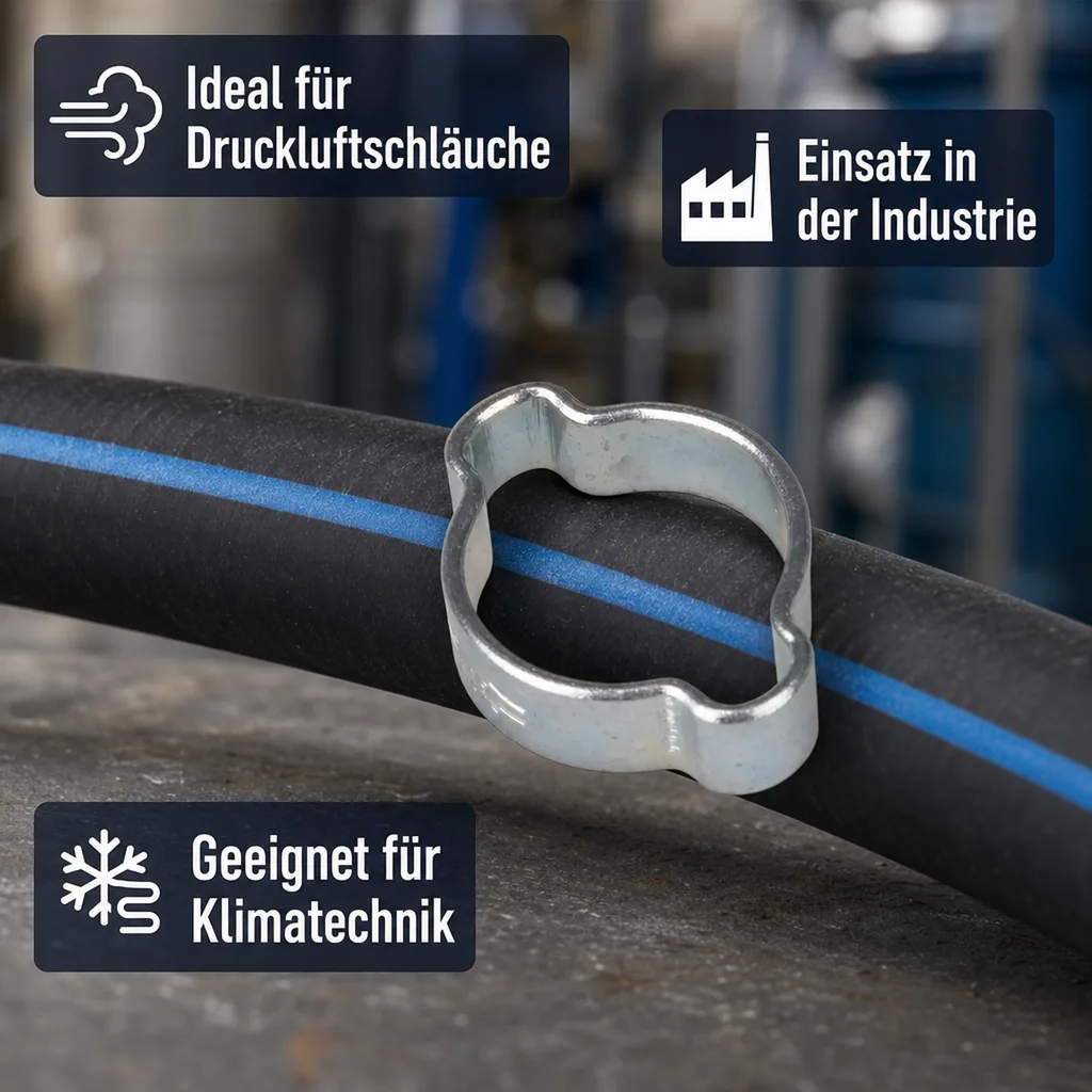 Ohr Schellen, 2 Ohr Schellen, Klemmschellen 13-15mm, Schlauchschellen