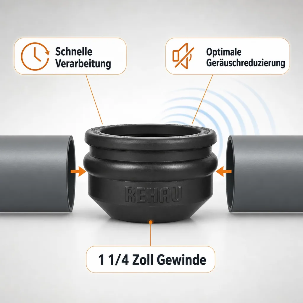 Sickenwulstnippel DN/OD 40, Abwasserrohr Verbinder, Rohrverbinder