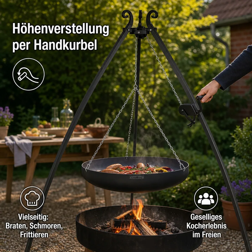 Outdoor Wok, Dreibein Grill, Feuer Wok, 70 cm