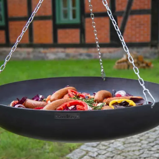 Wok 70 cm, Outdoor Wok, Dreibein mit Kurbel, Grillzubehör