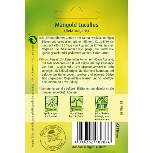 Mangold Lucullus, Saatgut, Gemüse für Freiland