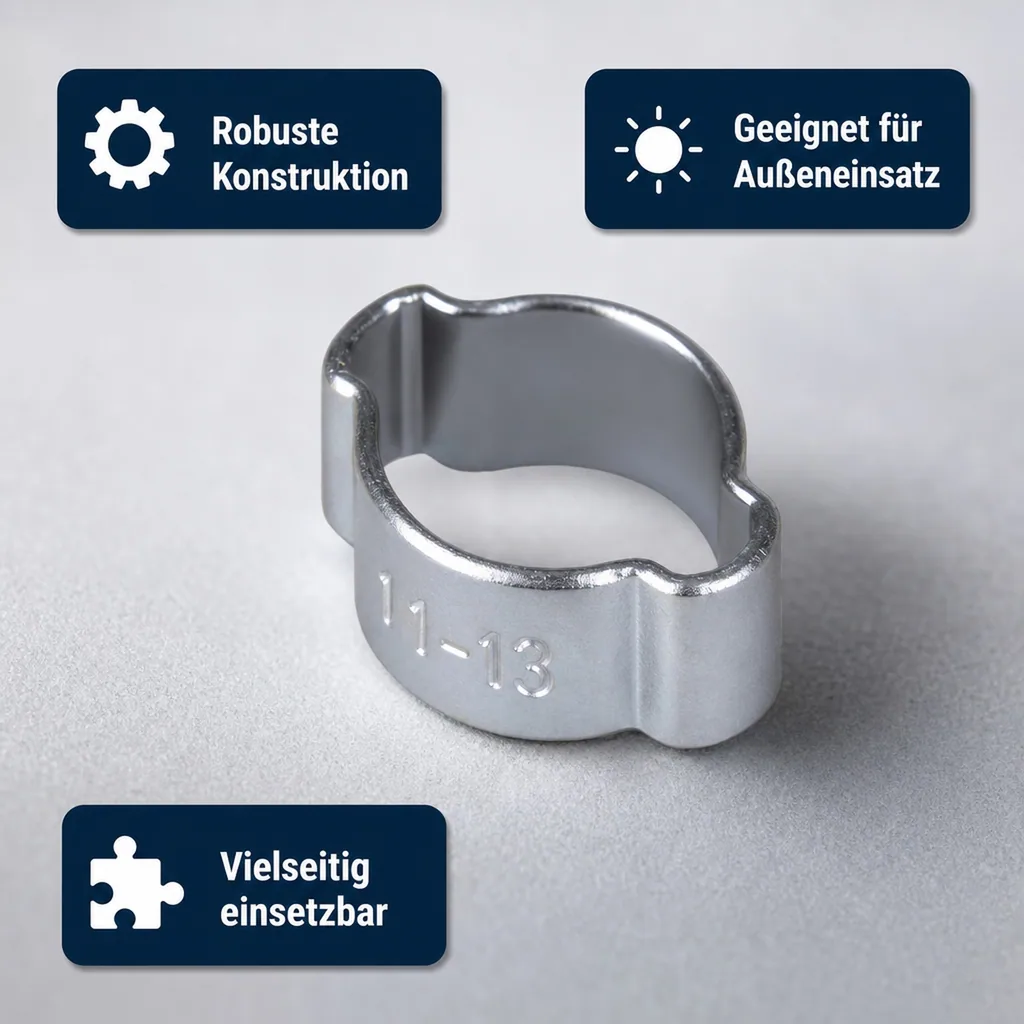 Schlauchschellen 11-13mm, 2 Ohr Schellen, Klemmschellen