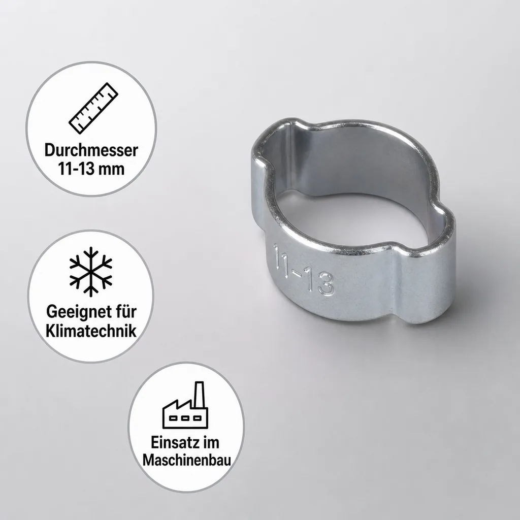 Schlauchschellen 11-13mm, 2 Ohr Schellen, Klemmschellen