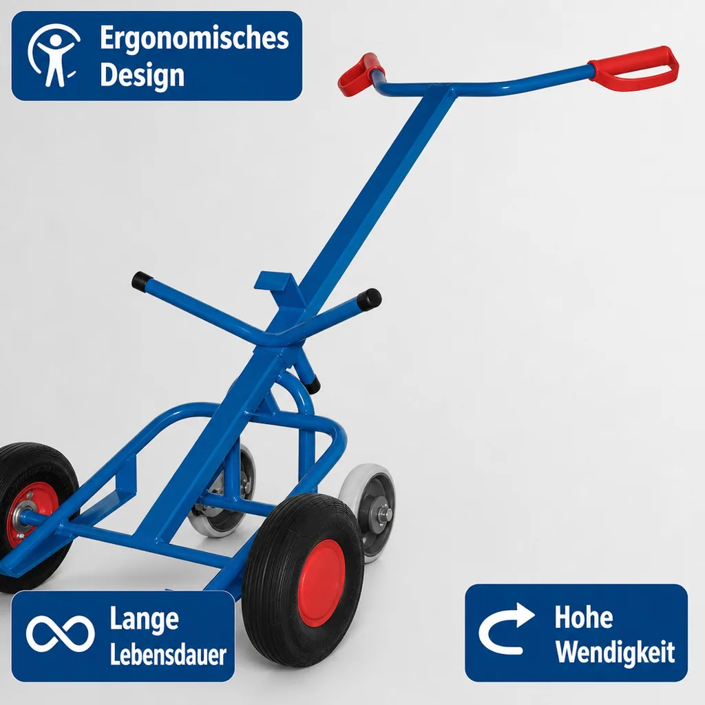 Fasskarre, 250 kg, für 200 Liter Fass, mit Luftbereifung
