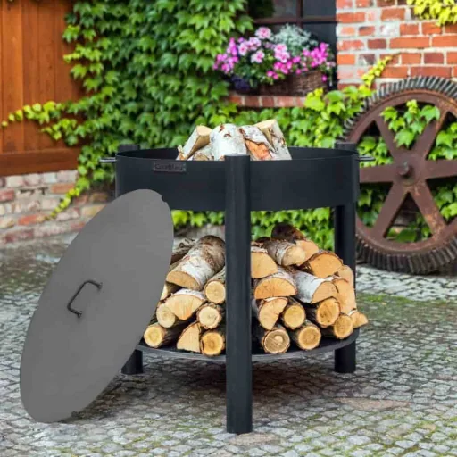 Feuerschale, Garten, hoch, 60 cm, Naturstahl, handgefertigt