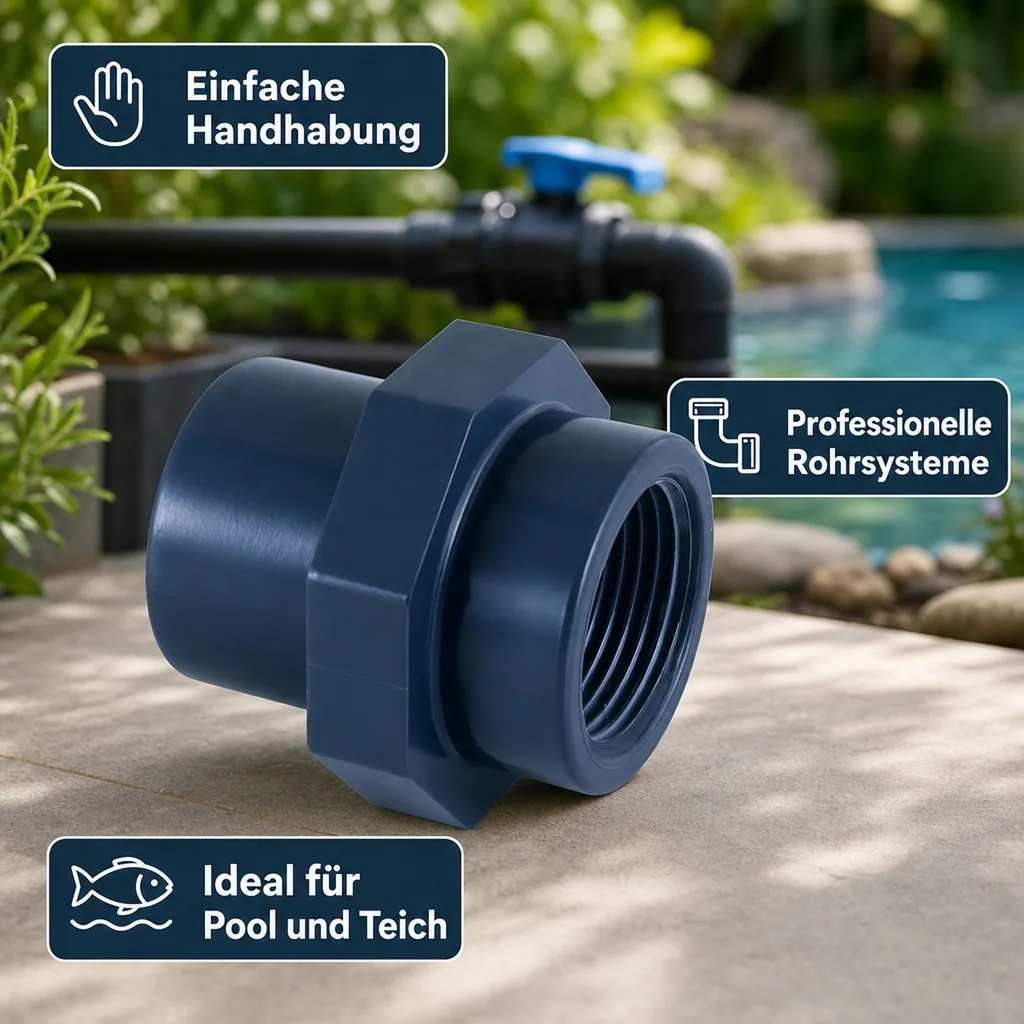 PVC Fitting, Übergangsmuffe 50-40mm, 1 1/4" IG