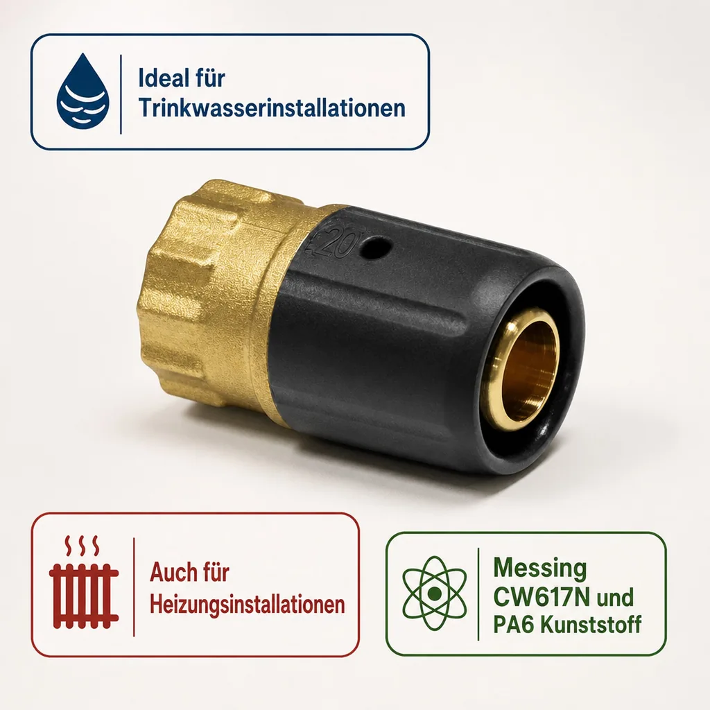 16mm Fitting, Steckfitting, Übergang 16mm, für Verbundrohr