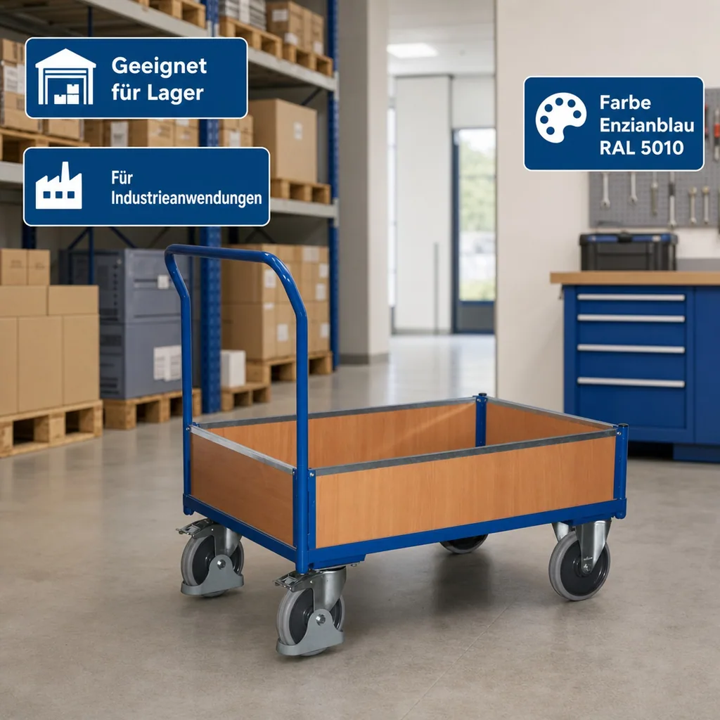 Transportwagen, Kastenwagen / Bügelwagen Typ S, EasySTOP, 400 kg Traglast