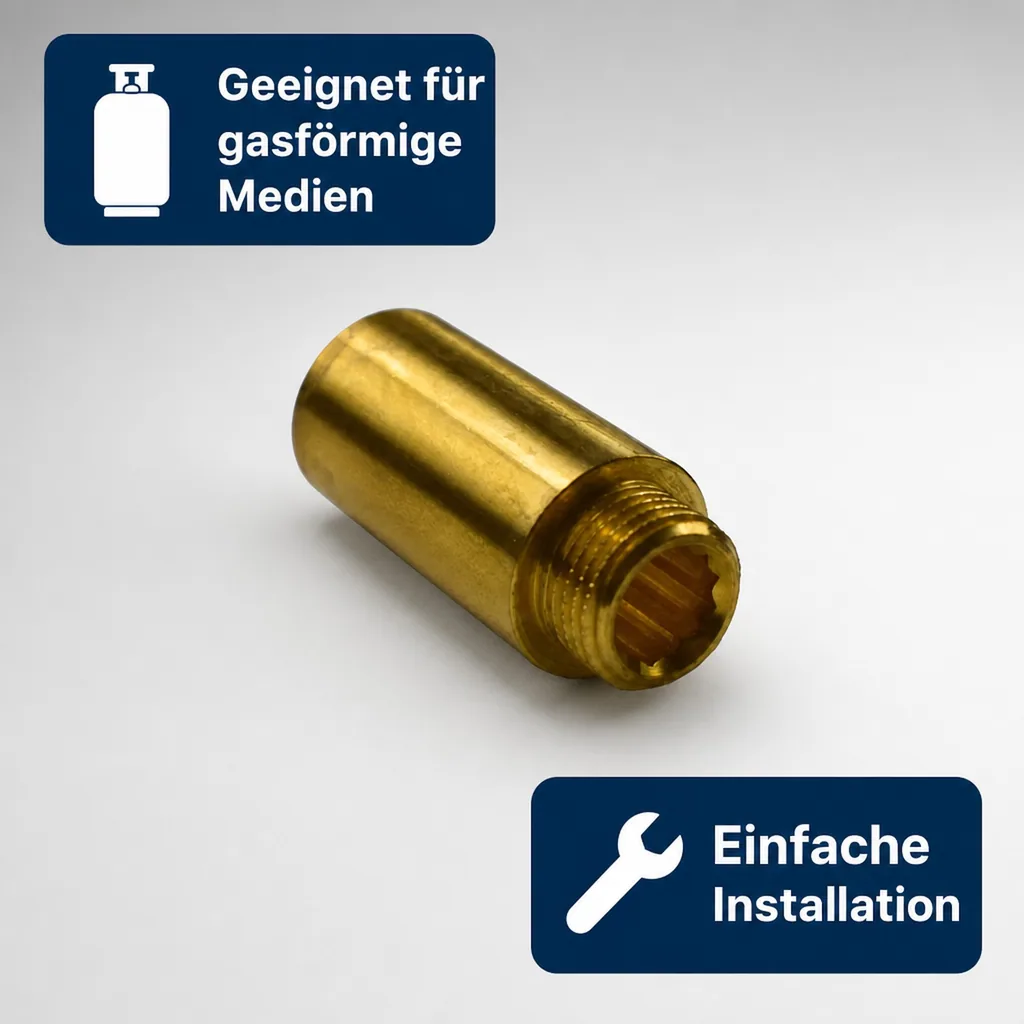 Hahnverlängerung, Messing Gewindefitting, 1/2 Zoll AG x 1/2 Zoll IG, 65 mm