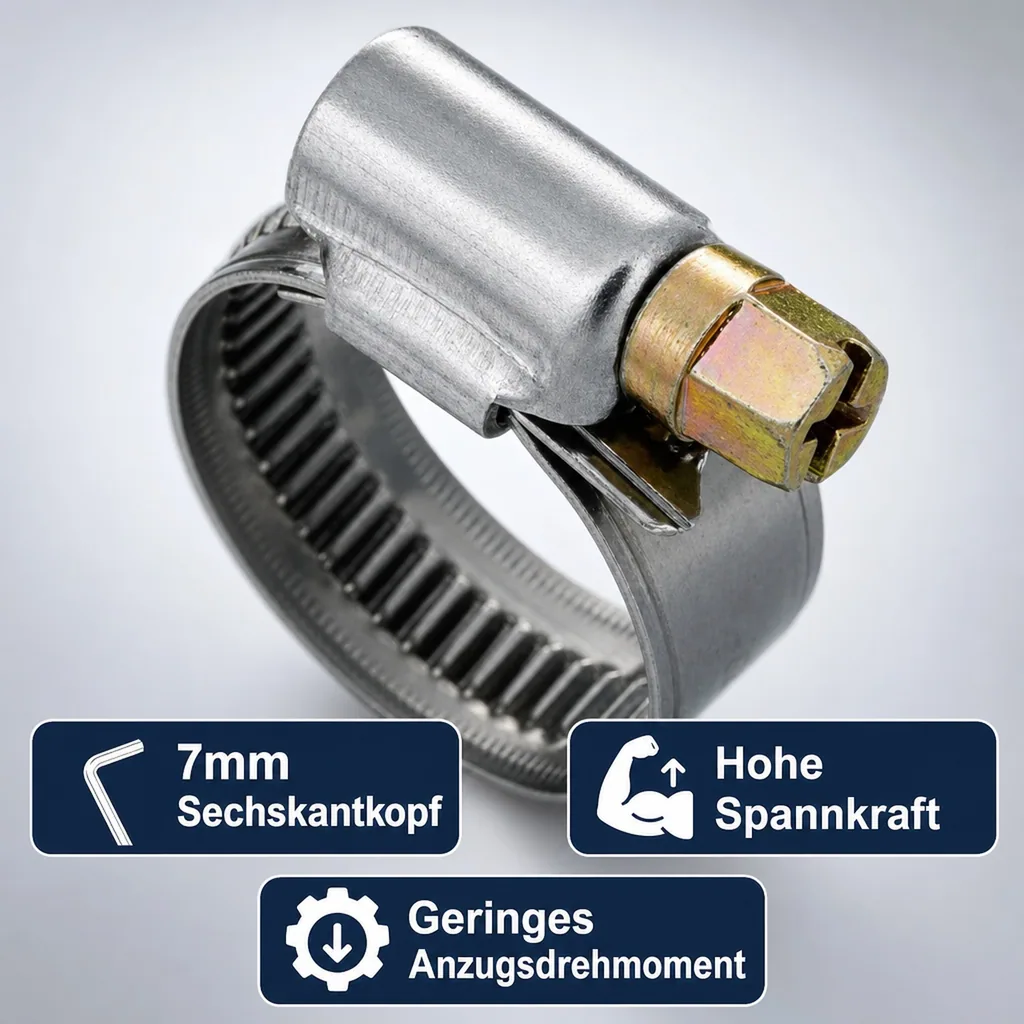Schlauchschellen Edelstahl, W2, 9mm, 40-60mm, DIN 3017
