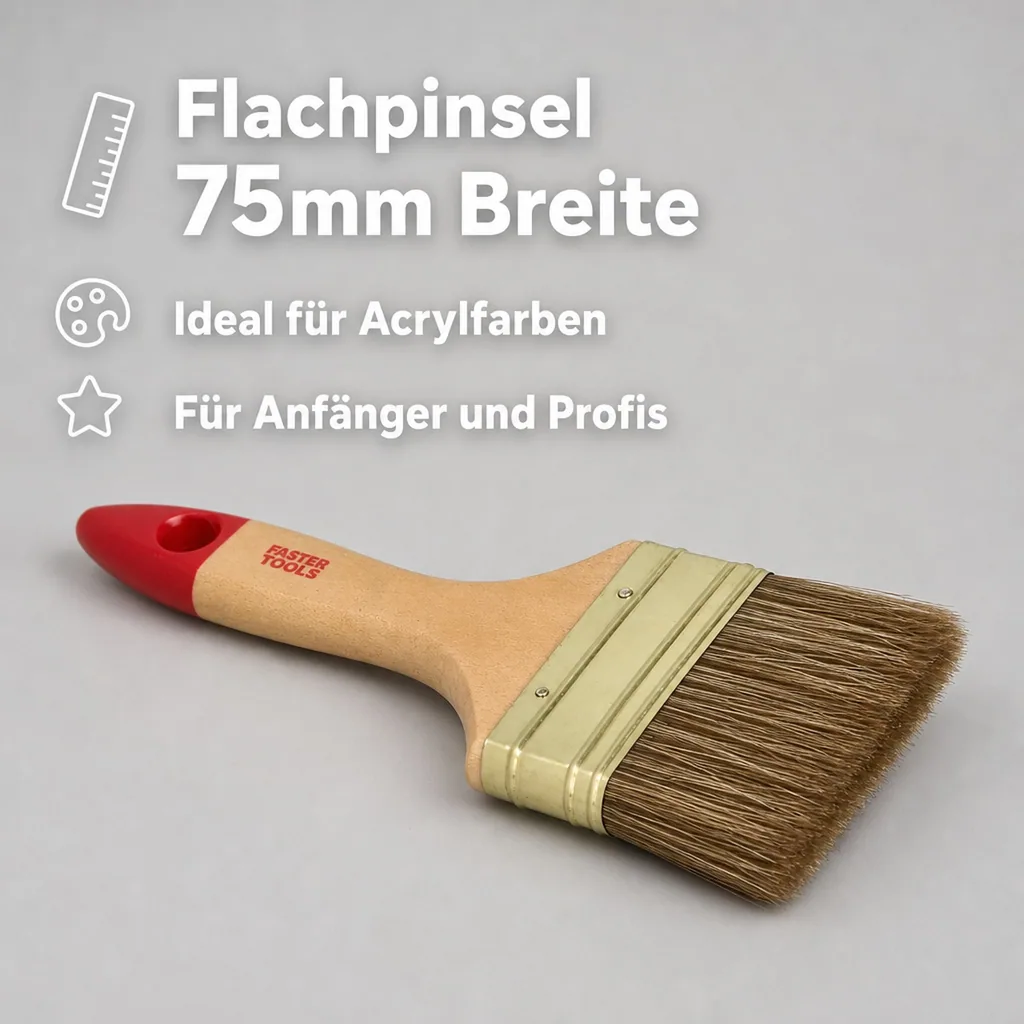 Acrylfarben Pinsel, Flachpinsel 75mm, Acrylpinsel Set, Künstlerpinsel
