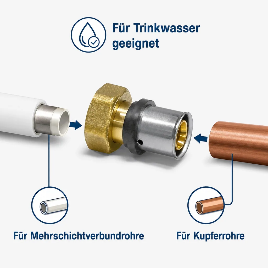 Pressfitting Eurokonus Übergangsverschraubung 16 x 2 - 3/4" IG