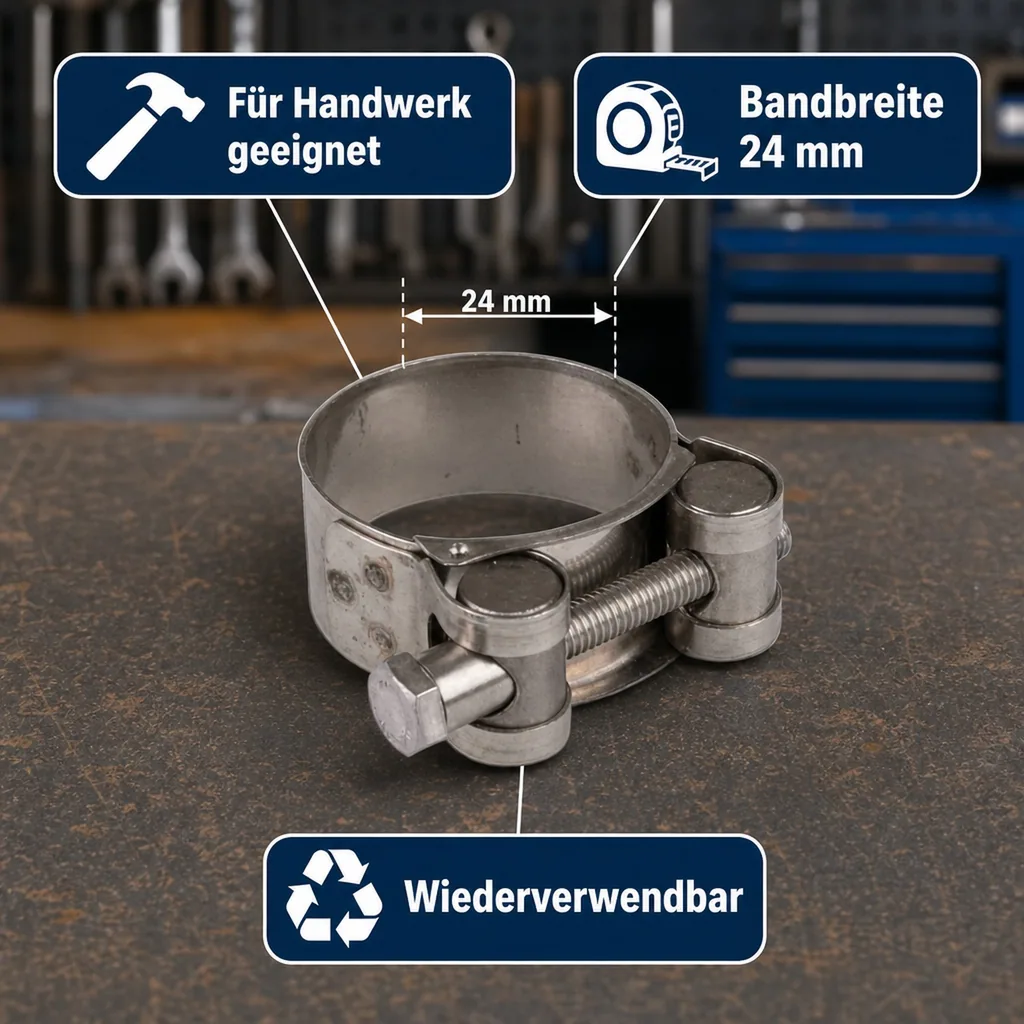 Gelenkbolzenschelle 74-79mm, Spannbackenschelle, DIN 3017, robuste Ausführung
