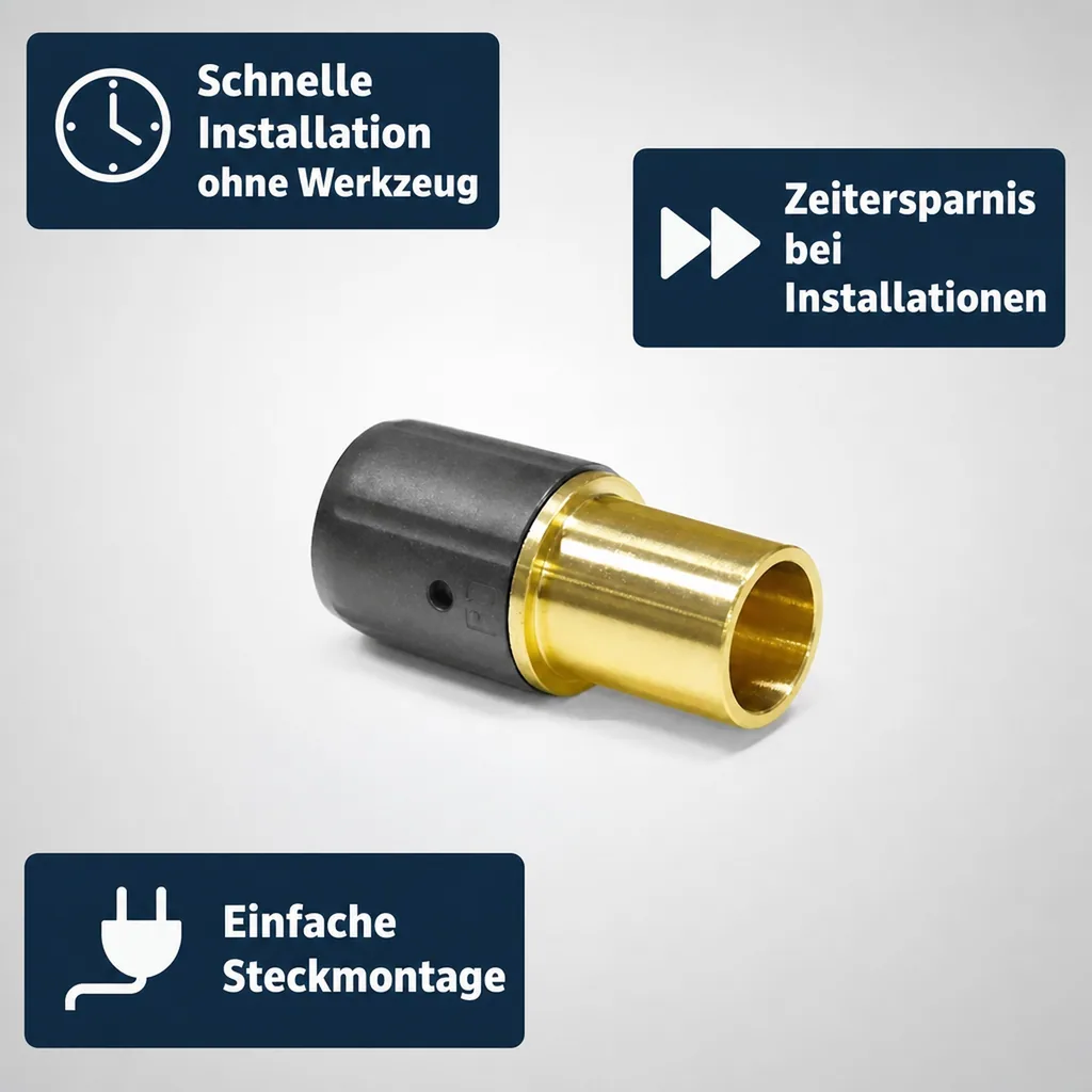 Steckverbinder Kupferrohr, Übergang 16x15mm, ohne Pressen