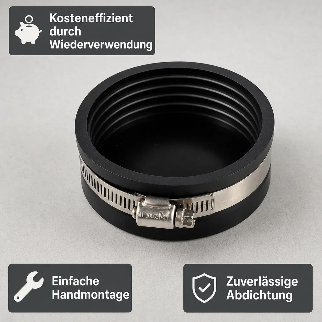 Flexible Fittings Endkappe 3"/90mm, Rohrverbinder, PVC Endkappe